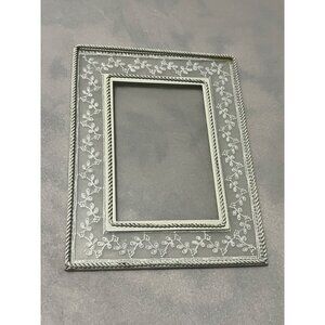 White Rectangular Picture Frame With Floral Embossed Detailing